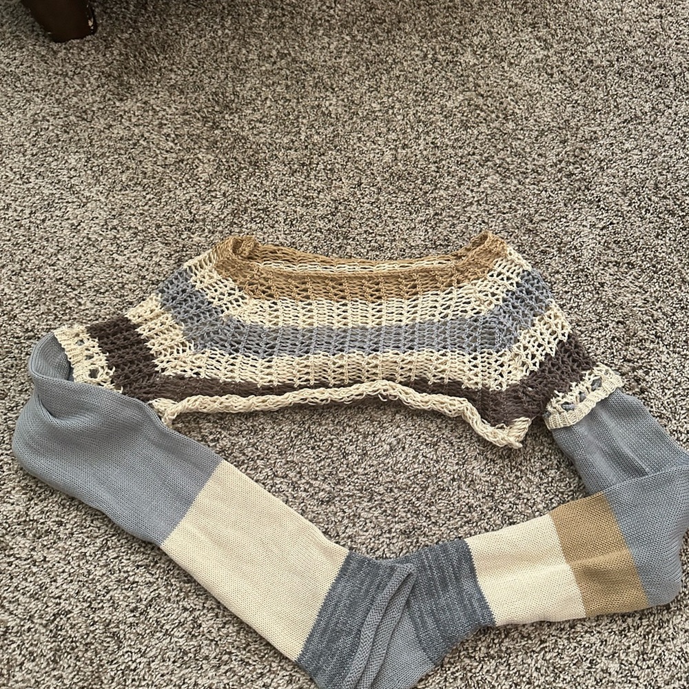 Striped Knit Bolero Shrug Crop Top Size Small